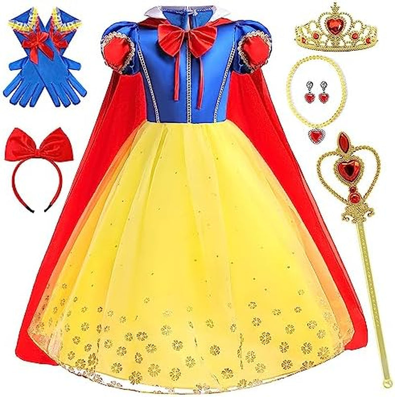 Princess Dresses for Girls Snow Costume Kids Birthday Party Halloween Costume Dress up 3-10Years