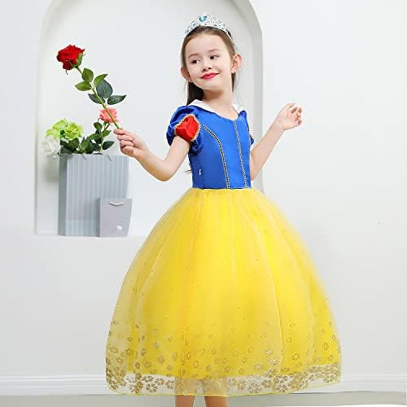 Princess Dresses for Girls Snow Costume Kids Birthday Party Halloween Costume Dress up 3-10Years
