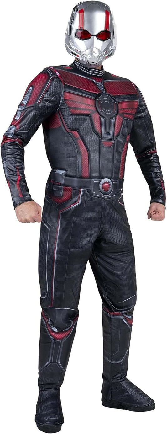 Jazwares Marvel Men'S Ant-Man Qualux Costume - Printed Hero Jumpsuit W/ 3D Padded Details and Red Lens Half Mask